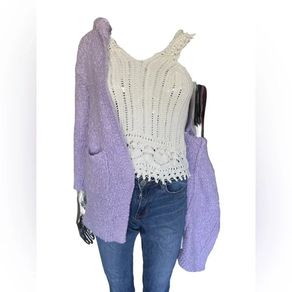 Mango White Crochet Tank Top Small - Picture 3 of 3